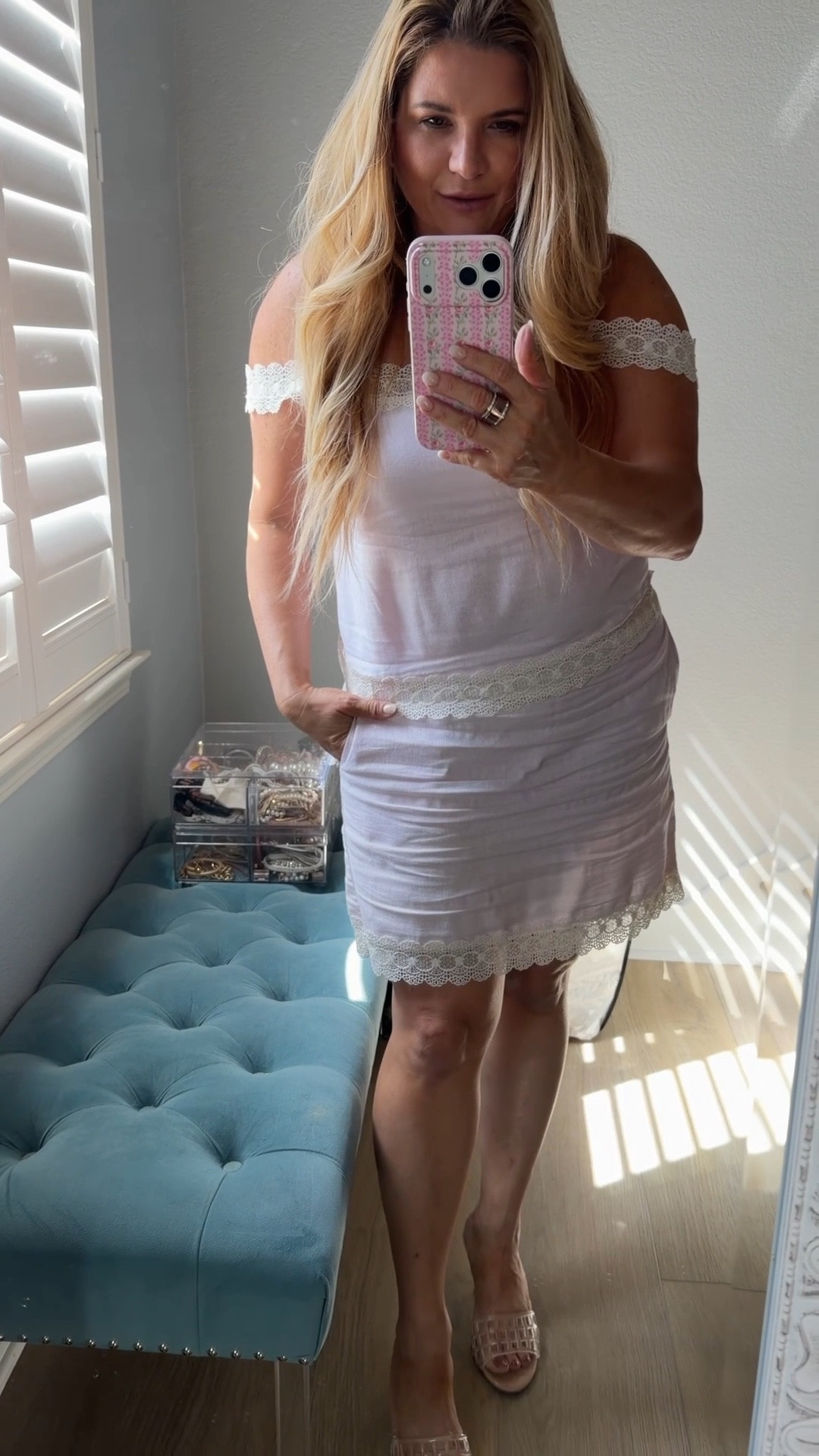 Perfect! That changes the caption and makes it even more aligned with your brand.

The prettiest linen set for the season 🌸🤍

I’m all about timeless pieces that feel feminine, effortless, and comfortable…and this light pink linen set is one of my favorite finds.

The delicate lace trim gives it such a romantic touch, while the breathable linen fabric makes it perfect for warm days. I love that I can wear the pieces together for a polished look or style the top and skirt separately for even more outfit options.

✨ Lightweight linen fabric
✨ Beautiful lace details
✨ Wear together or mix and match
✨ Perfect for brunch, church, vacations, and everyday moments

Sizing:
• Top: Wearing a Small
• Skirt: Wearing an XS

Everything is linked in my LTK. 🤍

XOXO,
Ana Randall 💗

#LTKgrwm #LTKmomlife #LTKOver40