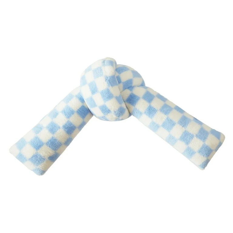 Mainstays Blue Checkered Knot Faux Fur Body Pillow, 22" L x 11" W | Walmart (US)