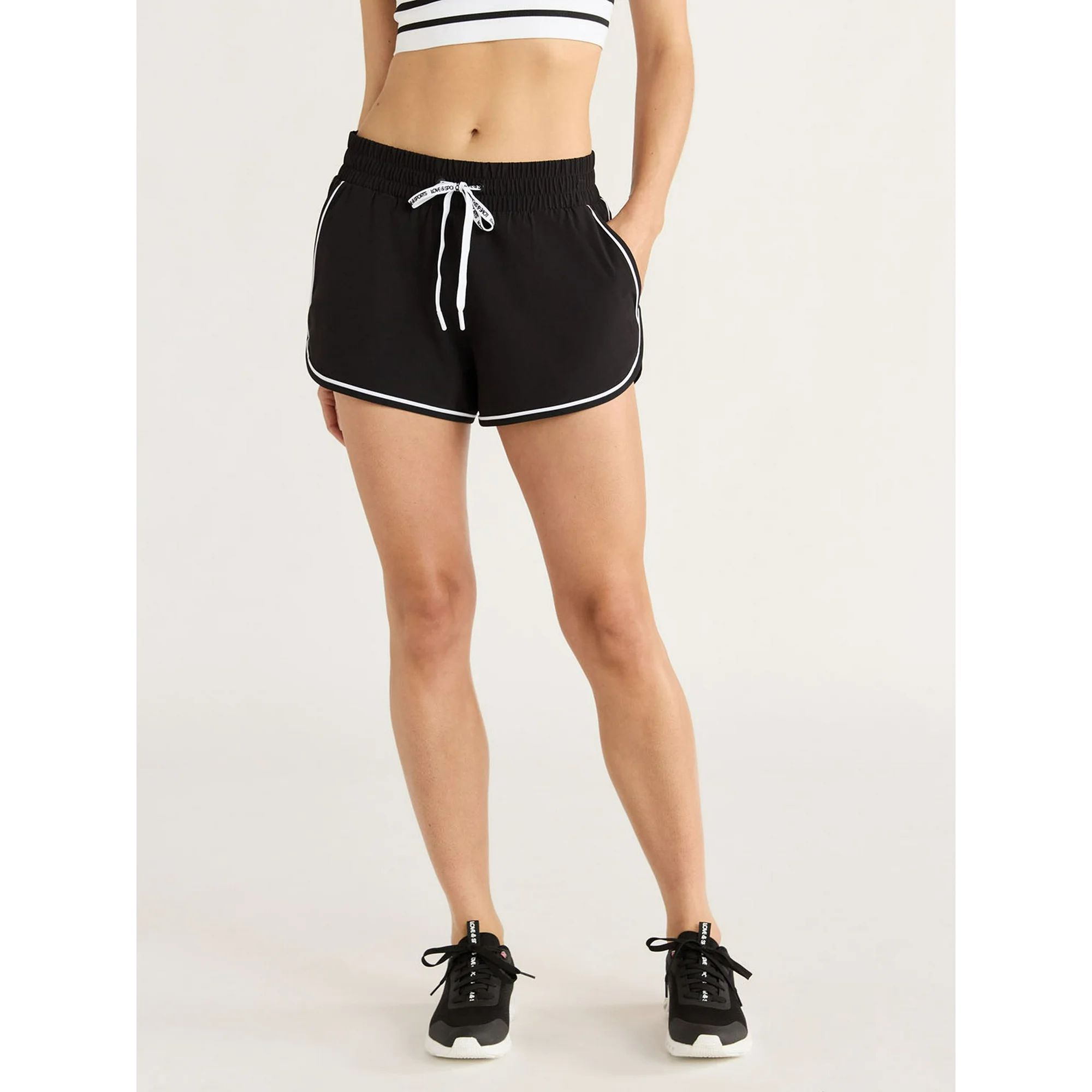 Love & Sports Women's Vintage-Inspired Piped Running Shorts, 3” Inseam, Sizes XS-XXXL - Walmart... | Walmart (US)