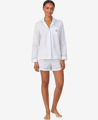 Women's 2-Piece Notch Collar Shirt and Shorts Pajama Set | Macy's