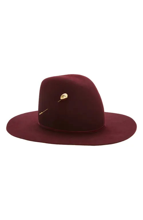 Gigi Burris Millinery Waverly Pin Embellished Felt Hat in Ruby at Nordstrom, Size Medium | Nordstrom