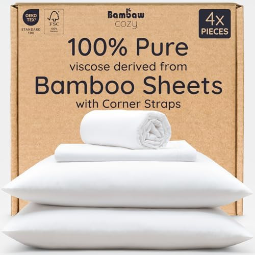 Bambaw 100% Viscose Derived from Bamboo Sheets Queen Size Deep Pocket Set – 4pcs Hotel Luxury B... | Amazon (US)