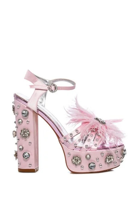 AZALEA WANG PALAZZO MOMENTO EMBELLISHED CHUNKY SANDAL IN LIGHTPINK | AKIRA