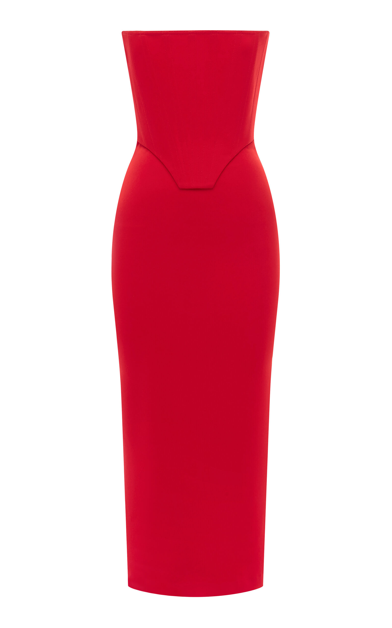 Strapless Satin Crepe Corset Midi Dress | Moda Operandi (Global)
