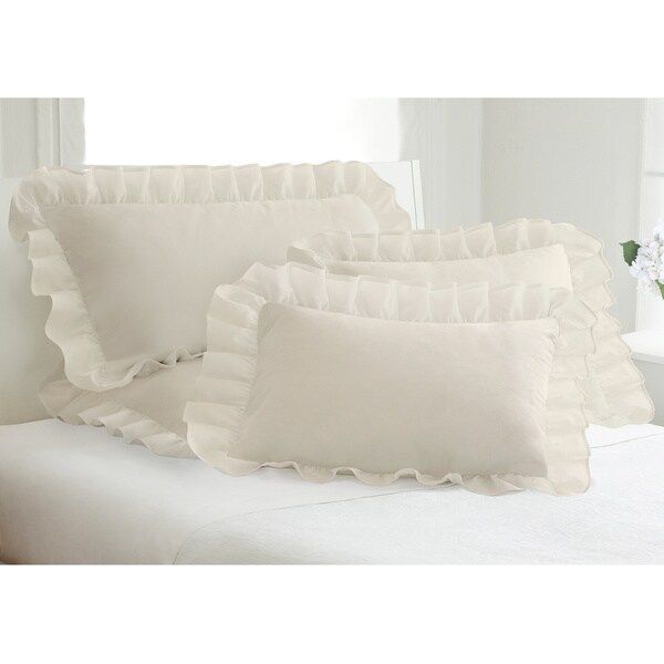 Cotton Blend Poplin Ruffled Pillow Shams (Pack of 2) | Bed Bath & Beyond