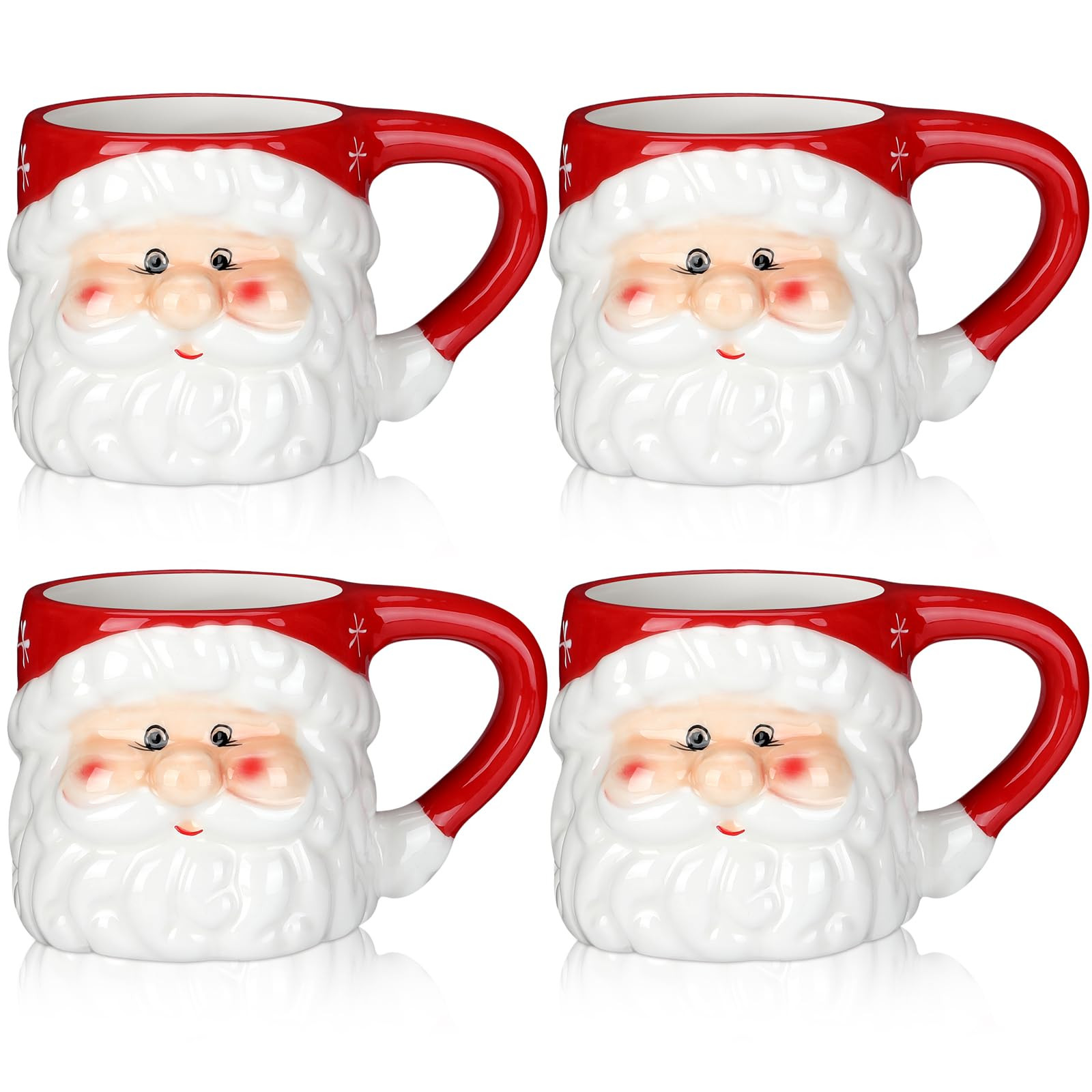 Sliner 4 Pcs Pcs Christmas Santa Coffee Mug Vintage Santa Heads Ceramic Mug Christmas Themed Design Cup Set for Coffee Tea Hot Chocolate and Gifts Presents (Red,11 oz) | Amazon (US)