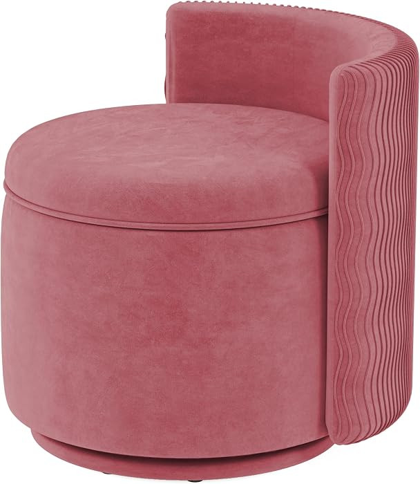 360° Swivel Accent Chair with Storage, Vanity Stool with Back, Velvet Storage Ottoman, Upholster... | Amazon (US)