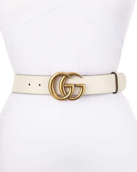 Gucci Leather Belt with GG Buckle | Neiman Marcus
