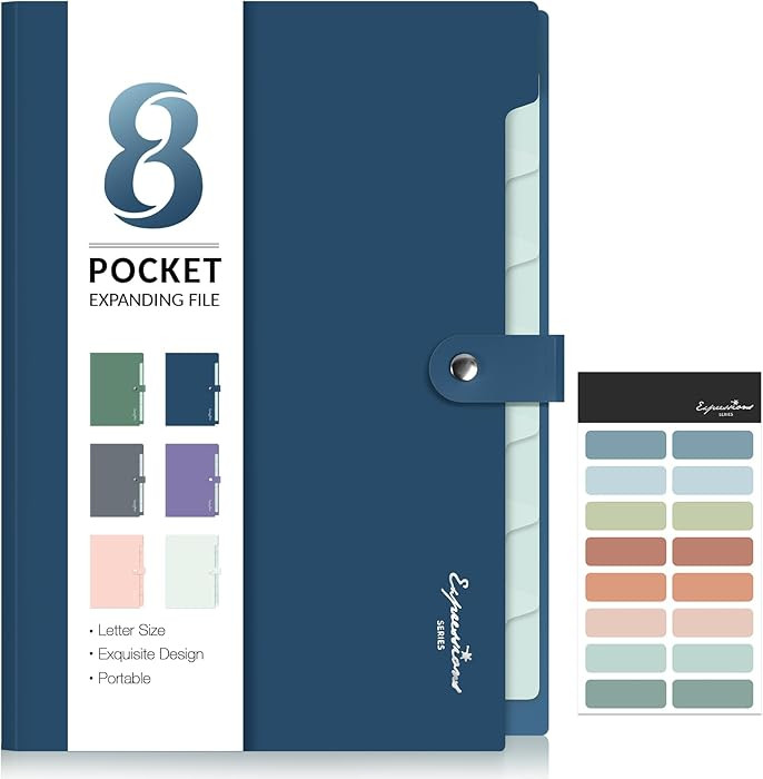 Sooez Elegant Accordion File Organizer with Labels, 8 Pocket Expanding File Folder, Portable Fold... | Amazon (US)