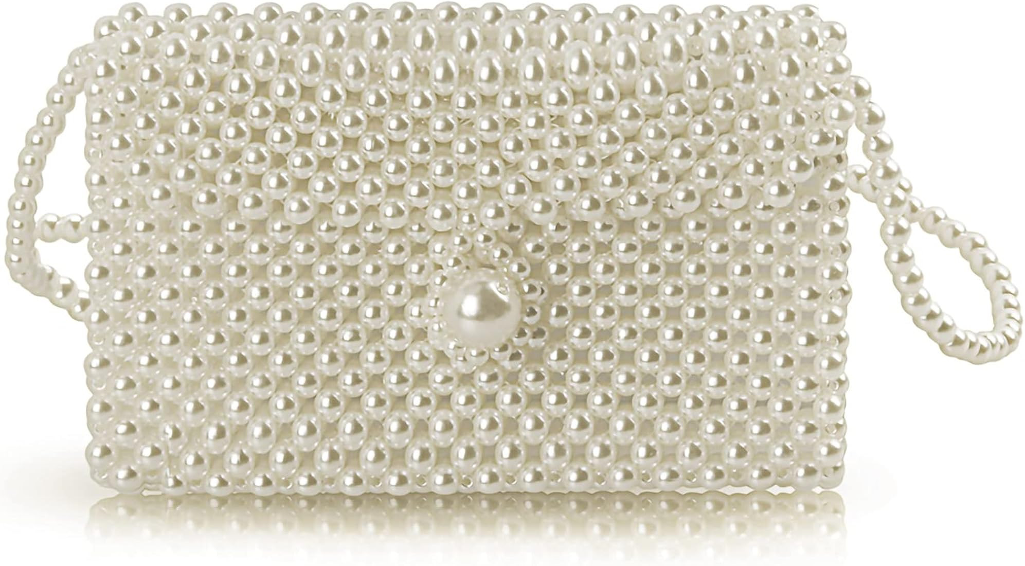 Hogoo Luxury White Pearl Purses Shoulder Bag for Women Pearl Bag Crossbody Beaded Clutch Evening ... | Amazon (US)