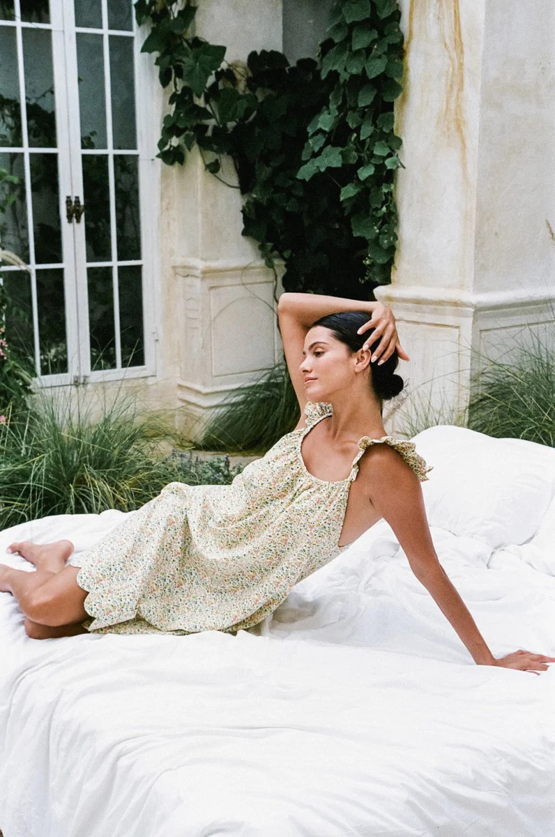 Indah Wing Nightie - Cotton - Floret Green | Piyama US