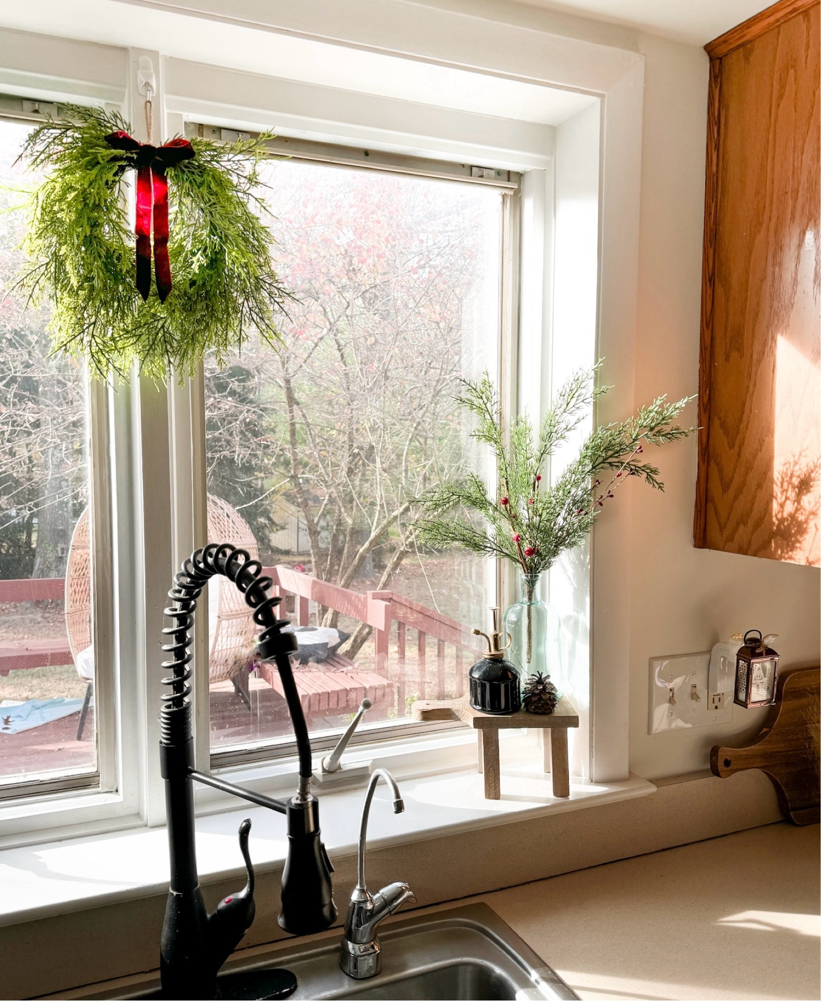 Obsessed with our Christmas kitchen window 🎄 the $10 mini wreath from target is adorable!! My faux greenery is hearth and hand years prior but I linked this years version.

Christmas kitchen, Christmas decor, kitchen decor, target Christmas decor, Christmas wreath, mini wreath, Christmas greenery

#LTKSeasonal #LTKHome #LTKHoliday