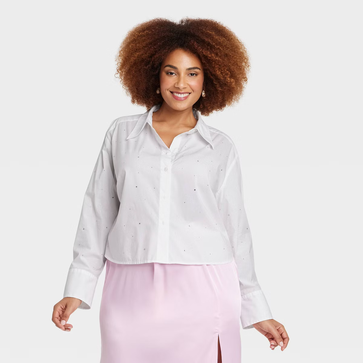 Women's Embellished Button-Down Shirt - A New Day™ White | Target