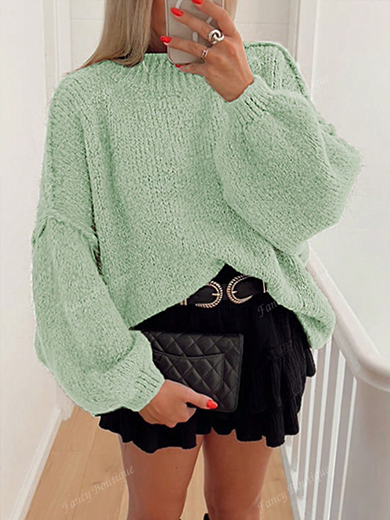 Autumn/Winter Tops, Fashion New Arrival, French Style Crew Neck Knit Sweater, Trendy Outseam Stit... | SHEIN