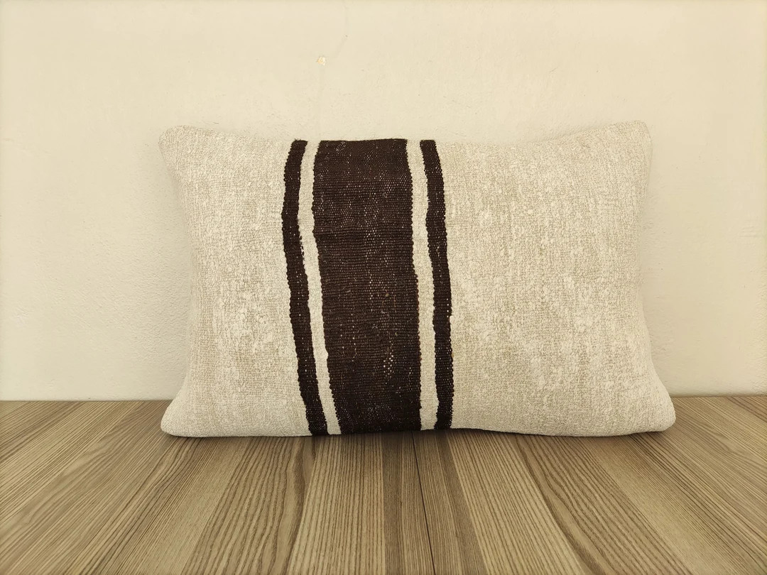 Hemp Pillow , Decorative Pillow, 16x24 Kilim Pillow, Handwoven Pillow, Anatolian Pillow, Farmhous... | Etsy (US)