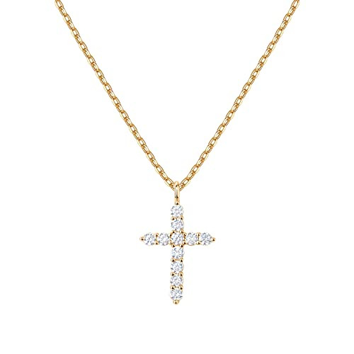 PAVOI 14K Gold Plated Cubic Zirconia Cross Necklace for Women | Cross Faith Pendant Necklaces | Amazon (US)