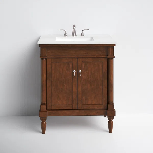 Uriah 30'' Free-standing Single Bathroom Vanity with Marble Vanity Top | Wayfair North America