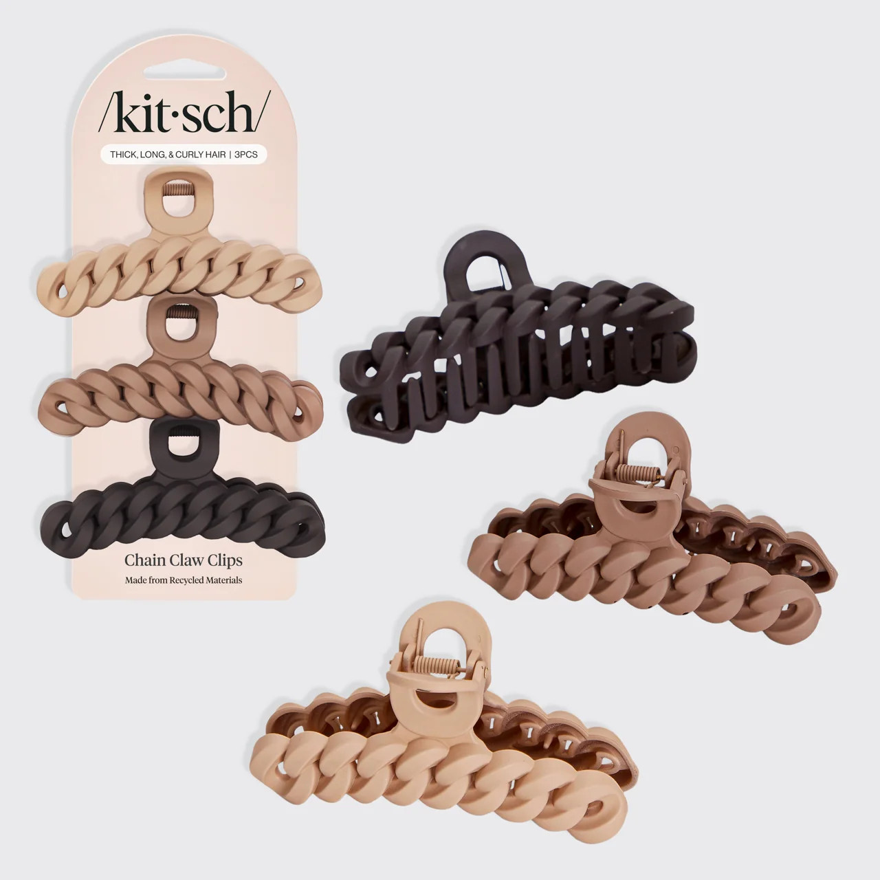 Neutral Chain Claw Clips 3pc Set | KITSCH | Kitsch