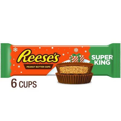 REESE'S Christmas Milk Chocolate Peanut Butter Candy Super King Size Cups - 4.2oz/6ct | Target