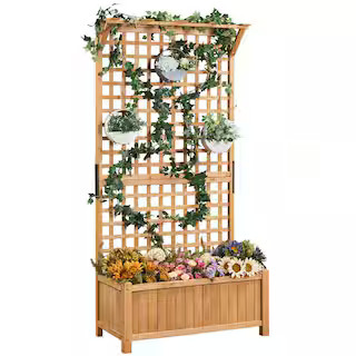 Yaheetech 72 in. H Wood Planter Raised Bed with Trellis for Vine Climbing Plants and Vegetable Fl... | The Home Depot