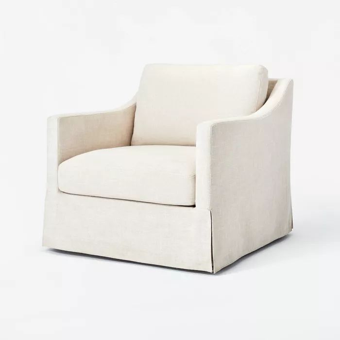Vivian Park Upholstered Swivel Chair Cream - Threshold™ designed with Studio McGee | Target