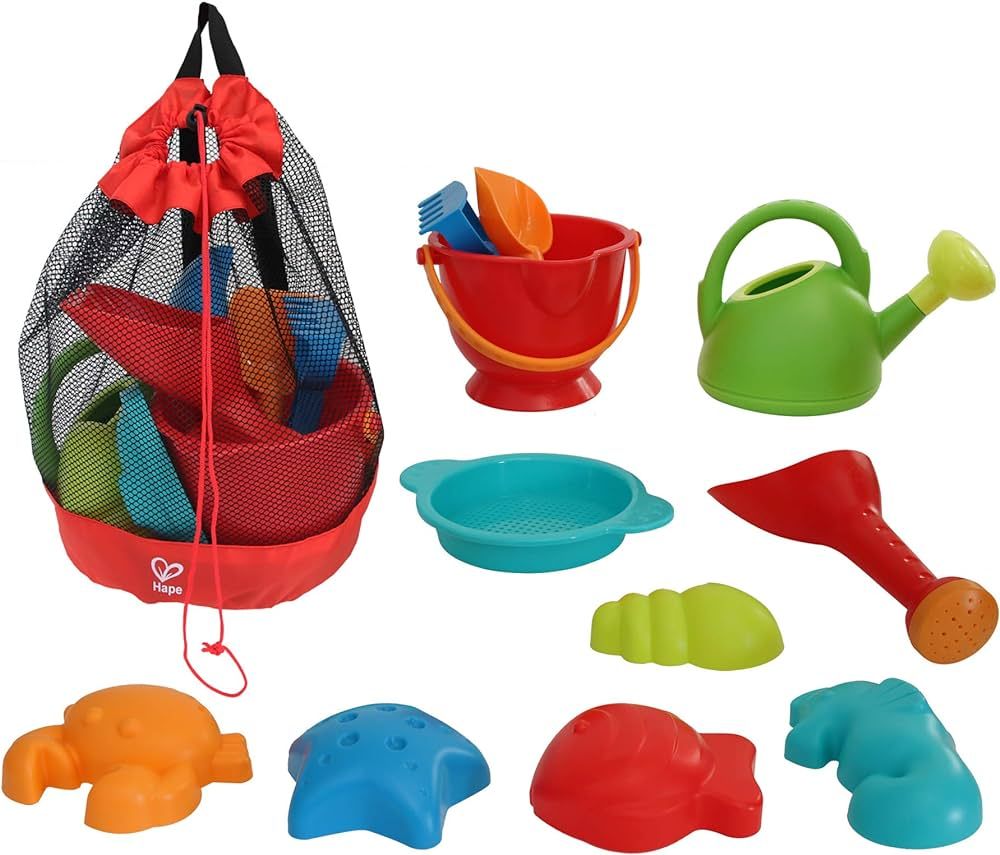 Hape Beach Toy Essential Set, Sand Toy Pack, Mesh Bag Included, E8603 , Red | Amazon (US)