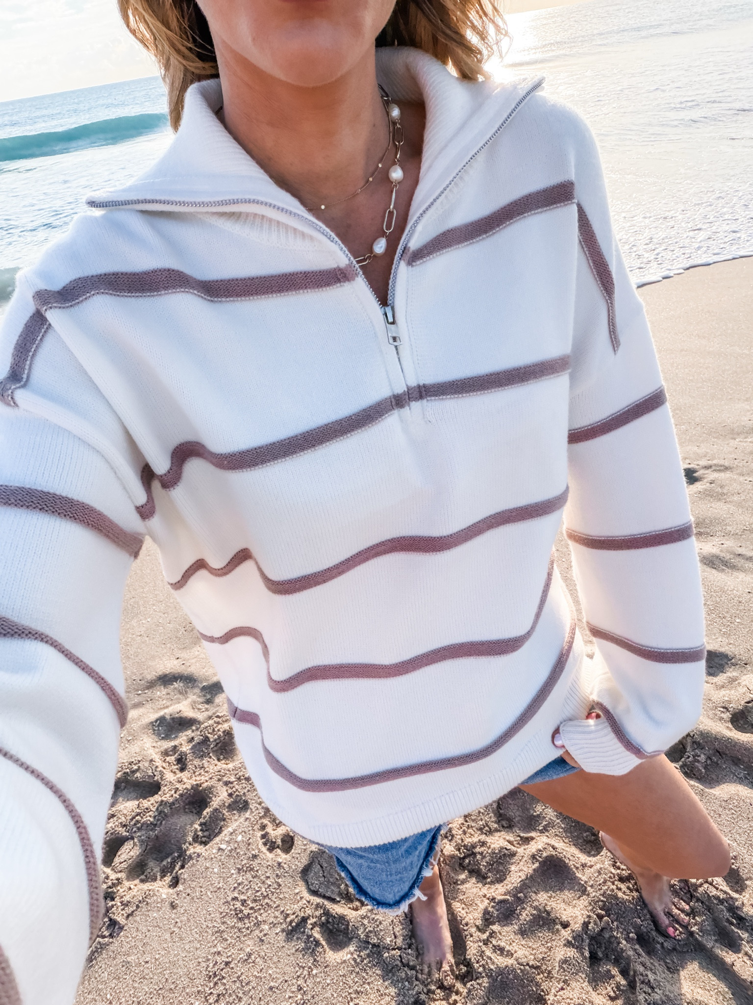 The perfect three quarter zip for summer beach days 

#LTKSeasonal #LTKgrwm #LTKdayinmylife