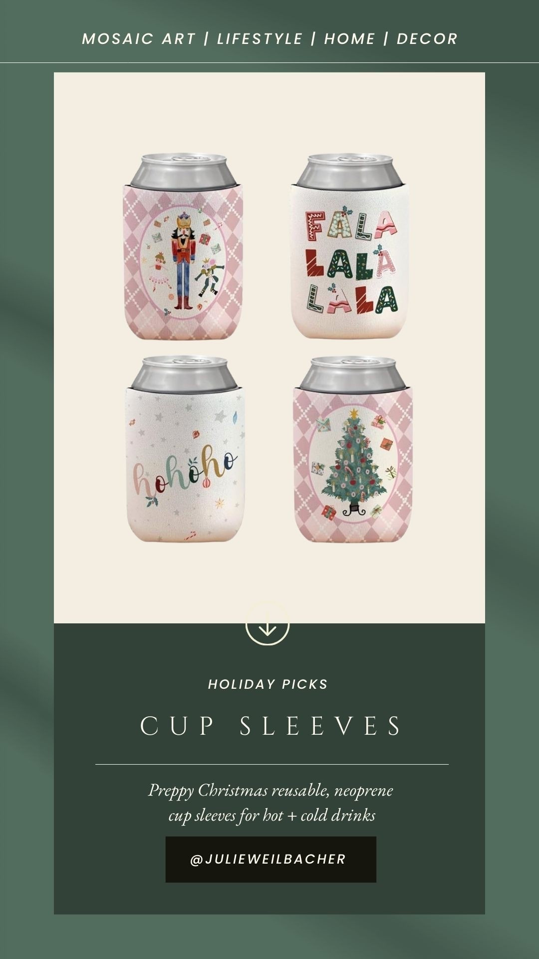 It’s the celebrating season! Whether you’re hosting a holiday party, cookie exchange, or walking around your neighborhood looking at Christmas lights…you’ll usually have a drink in hand. 😉

These adorable preppy Christmas cup sleeves protect your hands from hot and cold drinks. The vibe of the design on each of them is festive and feminine. 🩷

#cupsleeves #preppychristmas #holidayhosting #christmasparty #christmaspartysupplies #teengirlschristmasparty #preppynutcracker #neoprenechristmassleeves #preppychristmasdecor

#LTKSeasonal #LTKFindsUnder50 #LTKHoliday