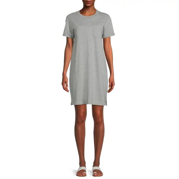 Time and Tru Women's T-Shirt Dress with Chest Pocket - Walmart.com | Walmart (US)