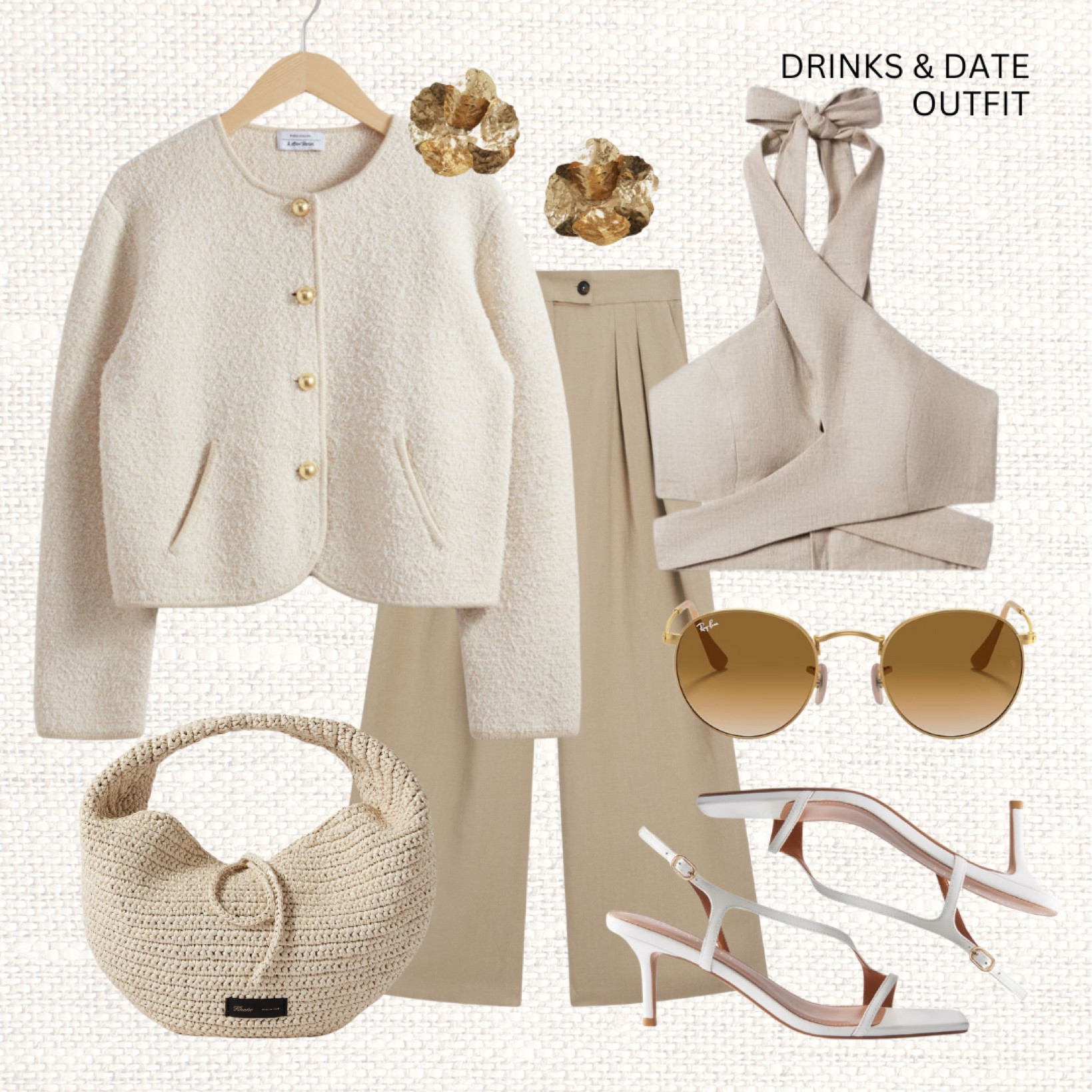 Drinks and date outfit 🥂

‼️Don’t forget to tap 🖤 to add this post to your favorites folder below and come back later to shop

Make sure to check out the size reviews/guides to pick the right size

Drinks Outfit, Date Outfit, Spring Style, Spring Outfit Inspiration, Tailored Trousers, Halter-neck Crop Top, Kitten Heels, Textured Cardigan, Raffia Bag 

#LTKparties #LTKstyletip #LTKSeasonal