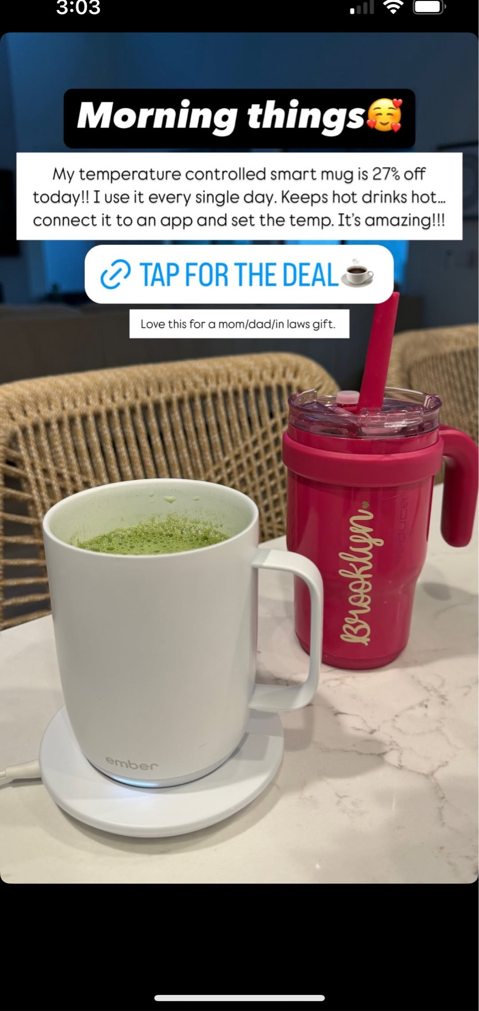 I love my Ember mug that keeps my matcha warm all morning long. On sale now and would make a great gift! Linking Brooklyns cup too

Ember
Gift Idea
Amazon

#LTKHoliday #LTKSaleAlert #LTKGiftGuide