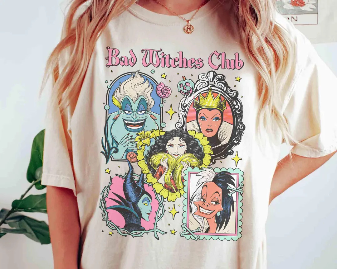 Watercolor Coquette Disney Villains Bad Witches Club Shirt, Evil Queen Maleficent Ursula Cruella ... | Etsy (US)