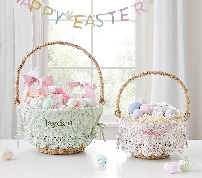 Heritage Floral Eyelet Easter Basket Liners | Pottery Barn Kids