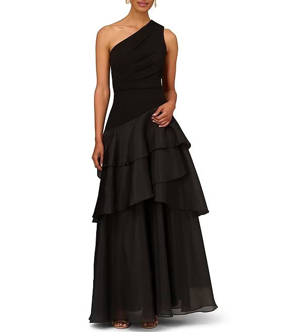 One Shoulder Tiered Ruffled Ball Gown | Dillard's
