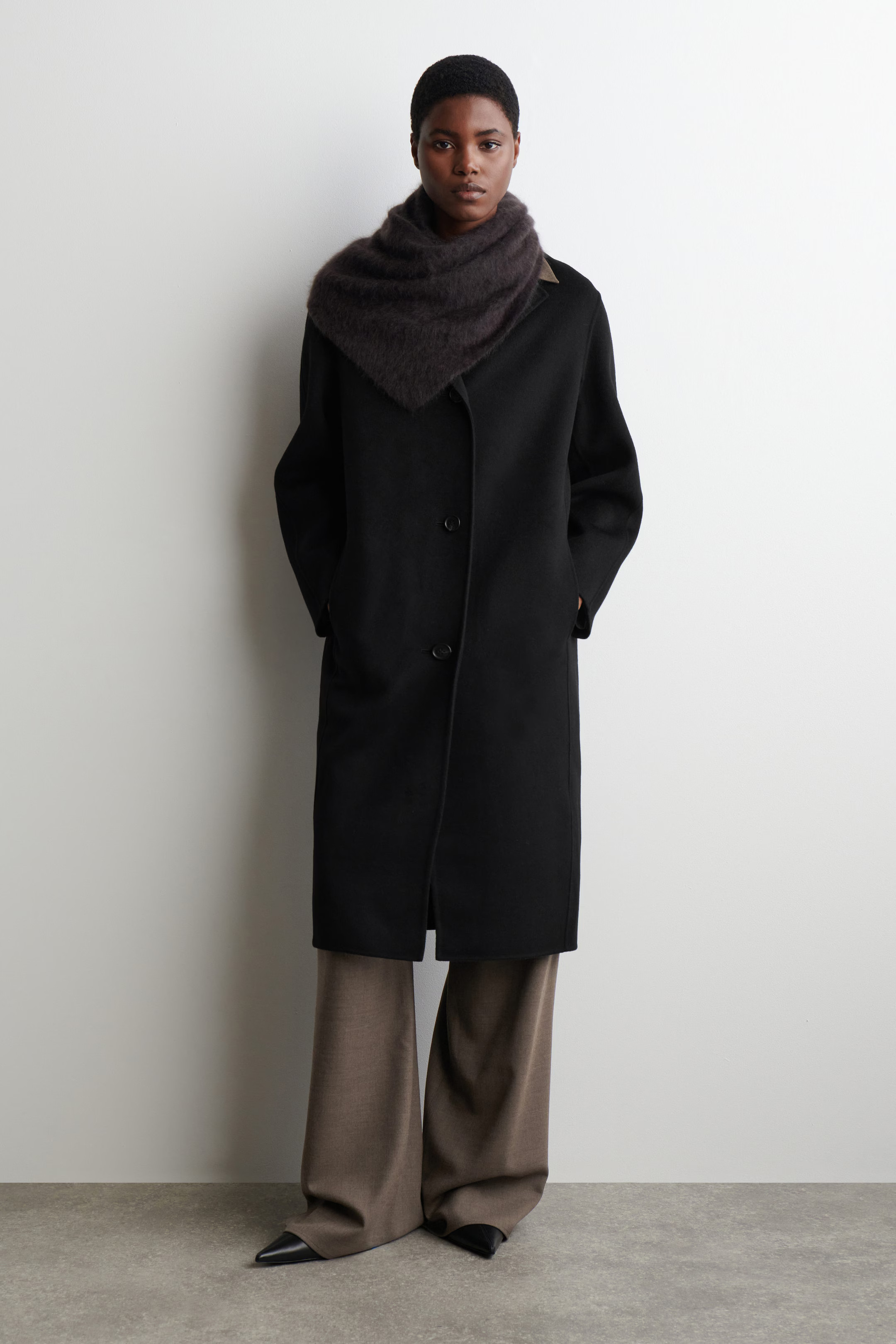 DOUBLE-FACED WOOL LONG COAT - BLACK | COS GB | COS UK