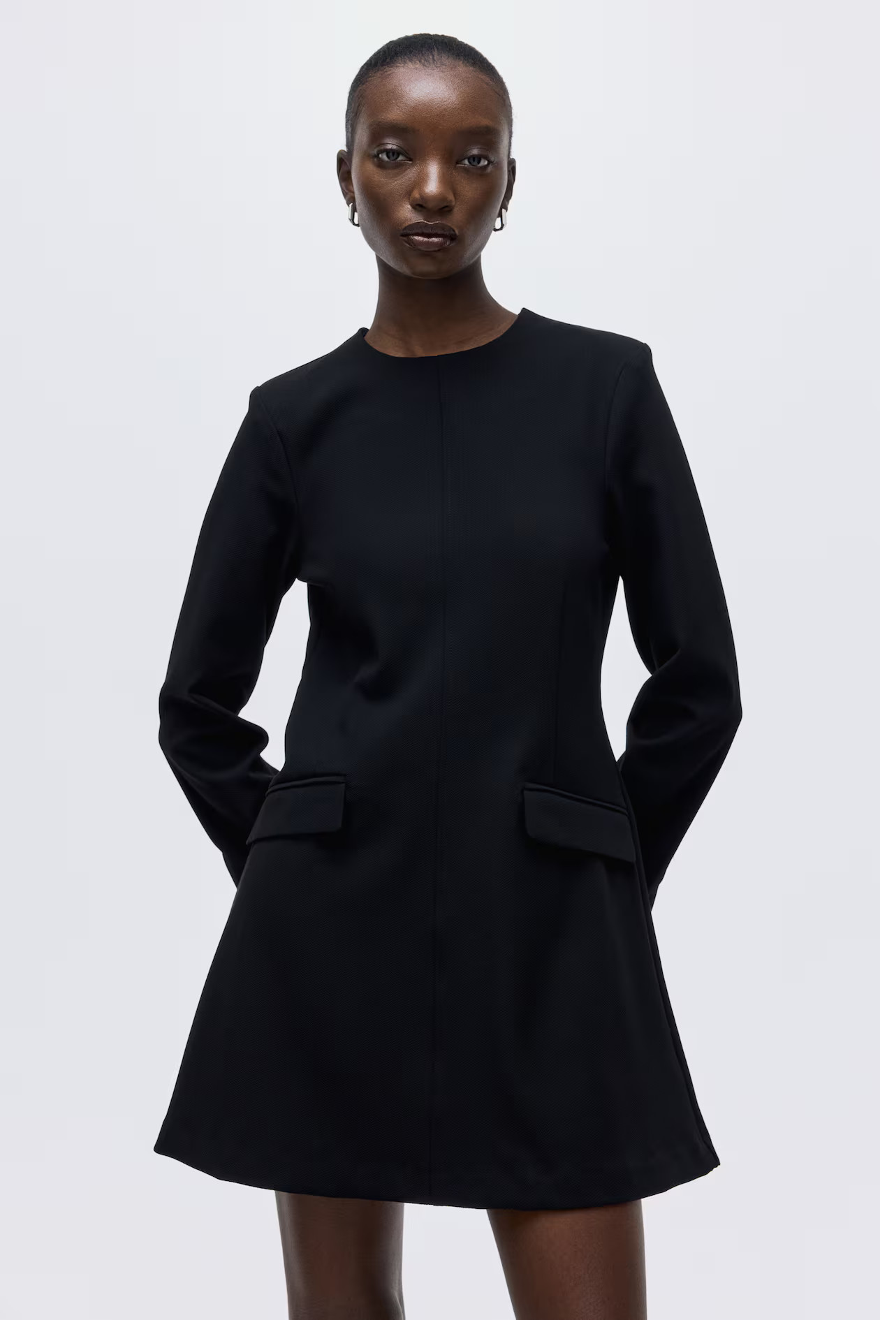 Shoulder-pad dress - Black - Ladies | H&M GB | H&M (UK, MY, IN, SG, PH, TW, HK)