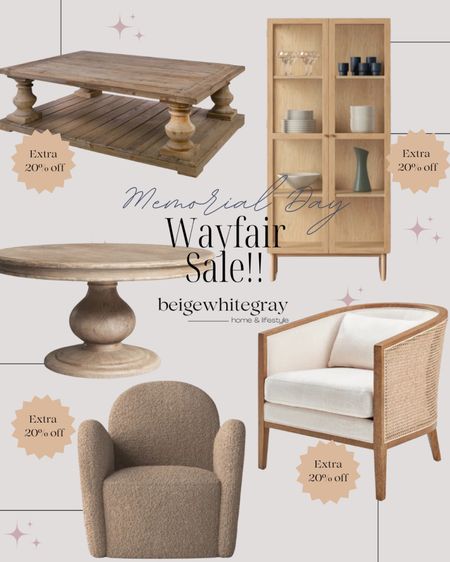 Wayfair sale alert!! Check out these amazing deals and then take an additional 20% off sale prices!! This gorgeous round dining table is simular to mine but smaller, the cabinet is very well priced and on trend, the brown boucle chair is giving designer vibes but the price is amazing!!! And this coffee table is a best seller on my LTK shop!

#LTKStyleTip #LTKHome #LTKSaleAlert