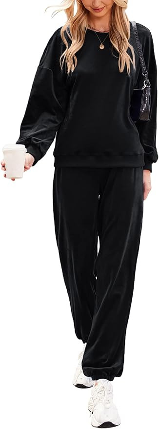 Beyove Women Velour Sweatsuits 2 Piece Tracksuit Sets with Pockets Sweatshirt & Sweatpants Leisur... | Amazon (US)
