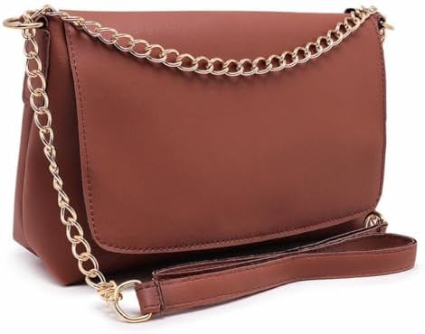 Bolsa Transversal Feminina Elegante, Couro Sintético Preto, Alça de Corrente Dourada, Estilo Cl... | Amazon (BR)