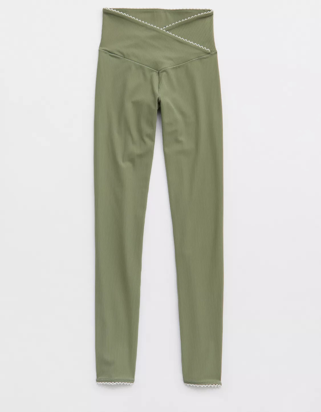 OFFLINE By Aerie Real Me XTRA Ribbed Picot Trim Crossover Legging | Aerie