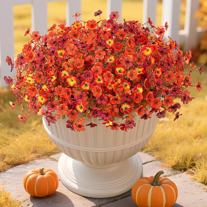 Fall Mums Artificial Flowers for Outdoors Potted, Fake Fall Daisy Flower with Realistic Eucalyptu... | Amazon (US)