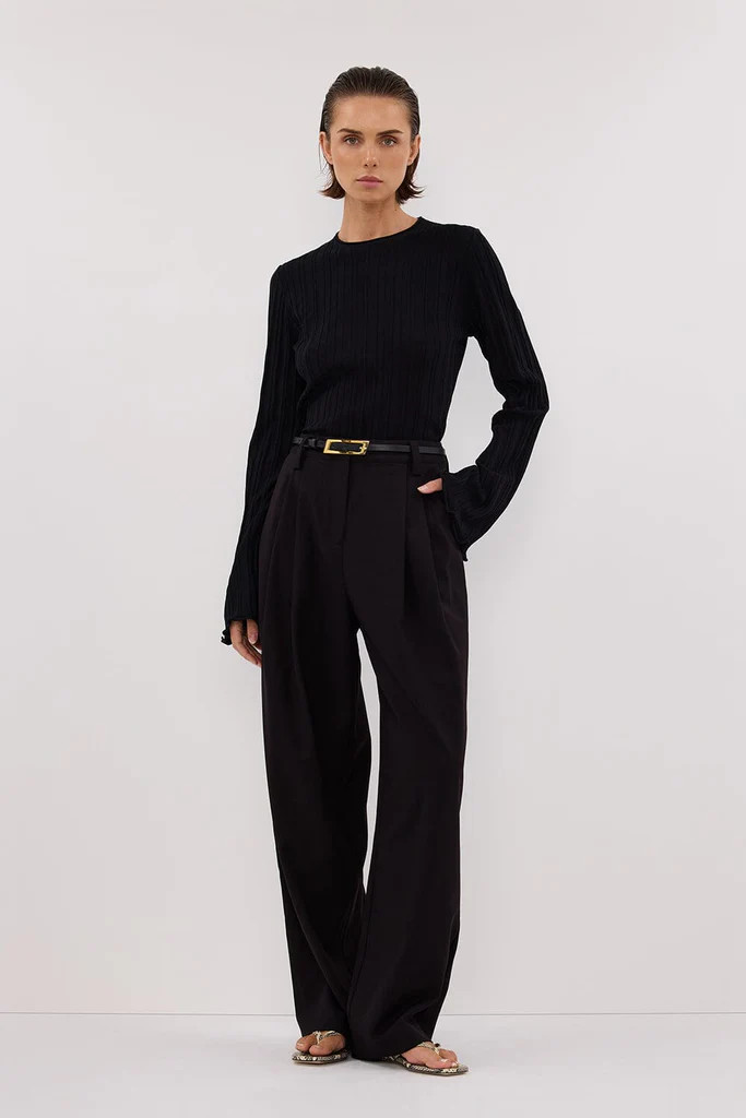 SYLVIA BLACK CREW KNIT TOP | DISSH