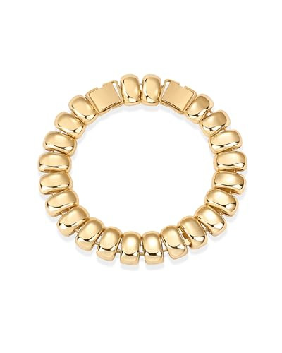 PAVOI 14K Yellow Gold Plated Chunky Ribbed Texture Bracelet for Women |Gold Statement Jewelry Piece | Amazon (US)