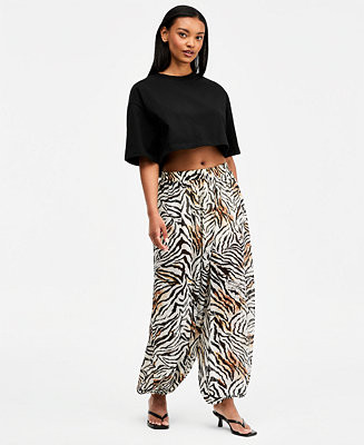 Women's Zebra Printed Pull-On Sheer Balloon Pants | Macy's