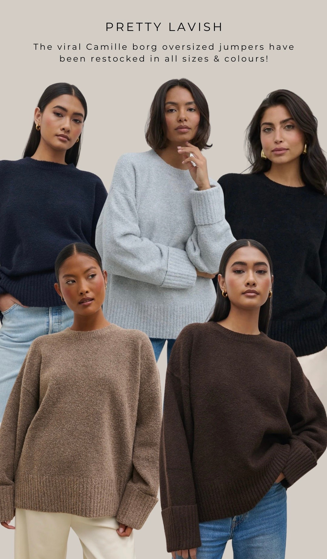 Restock Alert 🚨 The viral Pretty Lavish Camille Borg oversized jumpers have been restocked in all sizes & colours! 

#LTKautumn #LTKuk #LTKeurope