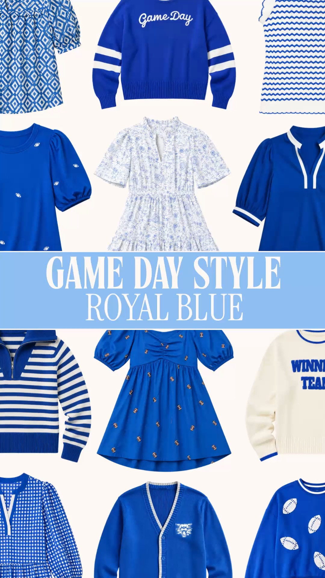 Royal blue game day outfits | college football outfits women | NFL game day outfit | tailgate outfit | football season fashion

Royal blue game day style, all in one place for college football Saturdays and NFL Sundays. I found dresses, sweaters, cardigans, blouses and blue and white tops that bring the team spirit while still feeling preppy, feminine and like something you would willingly wear after the final whistle.

The collection covers the full football season calendar: lightweight mini dresses and puff sleeve tops for early season games, striped sweaters and knit cardigans for cooler stadium weather, plus football embroidery, varsity stripes, contrast trim and “Game Day” details that make the team color feel intentional.

Royal blue works beautifully for Kentucky Wildcats, Duke Blue Devils, Kansas Jayhawks, BYU Cougars, Boise State Broncos and Memphis Tigers outfits, along with Buffalo Bills, New York Giants, Indianapolis Colts and Los Angeles Rams game day color stories.

Pair these pieces with white jeans, denim shorts, pleated skirts or sneakers for tailgates, watch parties, alumni weekends, homecoming, football mom outfits, school spirit days and Sunday football. This is the kind of collection that handles September heat, October tailgates and the colder stretch of football season. 

royal blue game day outfit, blue game day outfit women, college football outfit women, NFL outfit women, football game outfit women, tailgate outfits women, preppy game day outfit, cute football outfit, football season outfits, college tailgate outfit, stadium outfit women, football mom outfit, game day dress, game day sweater, football sweater women, varsity cardigan, blue striped sweater, blue and white outfit, early fall outfit, fall outfits women, team color outfit, watch party outfit, homecoming weekend outfit

#LTKFindsUnder50 #GameDayOutfits #GameDayDress #GameDayOutfit #FootballSeason #TailgateOutfit #BlueOutfits #PreppyStyle #LookForLess

#LTKSeasonal #LTKootd #LTKTravel