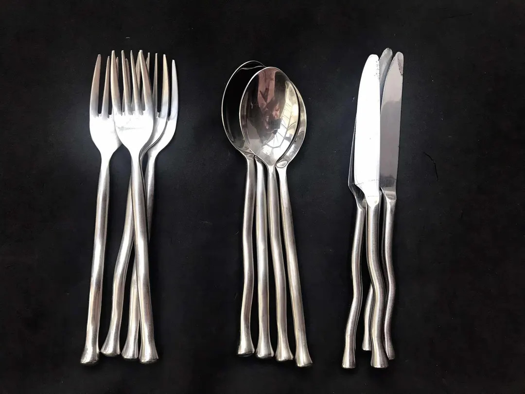 Set of 12 Flatware Twist Cutlery Swirl French Twisted Brutalist Western Decor Rustic Viking Medie... | Etsy (US)