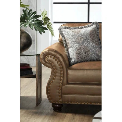 Leinster Faux Leather Upholstered Nailhead Loveseat | Wayfair North America