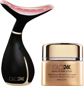 GLO24K UNLEASH THE POWER OF GOLD Neck & Face LED Beauty Massager + 24k Moisturizing Day Cream. | ... | Nordstrom