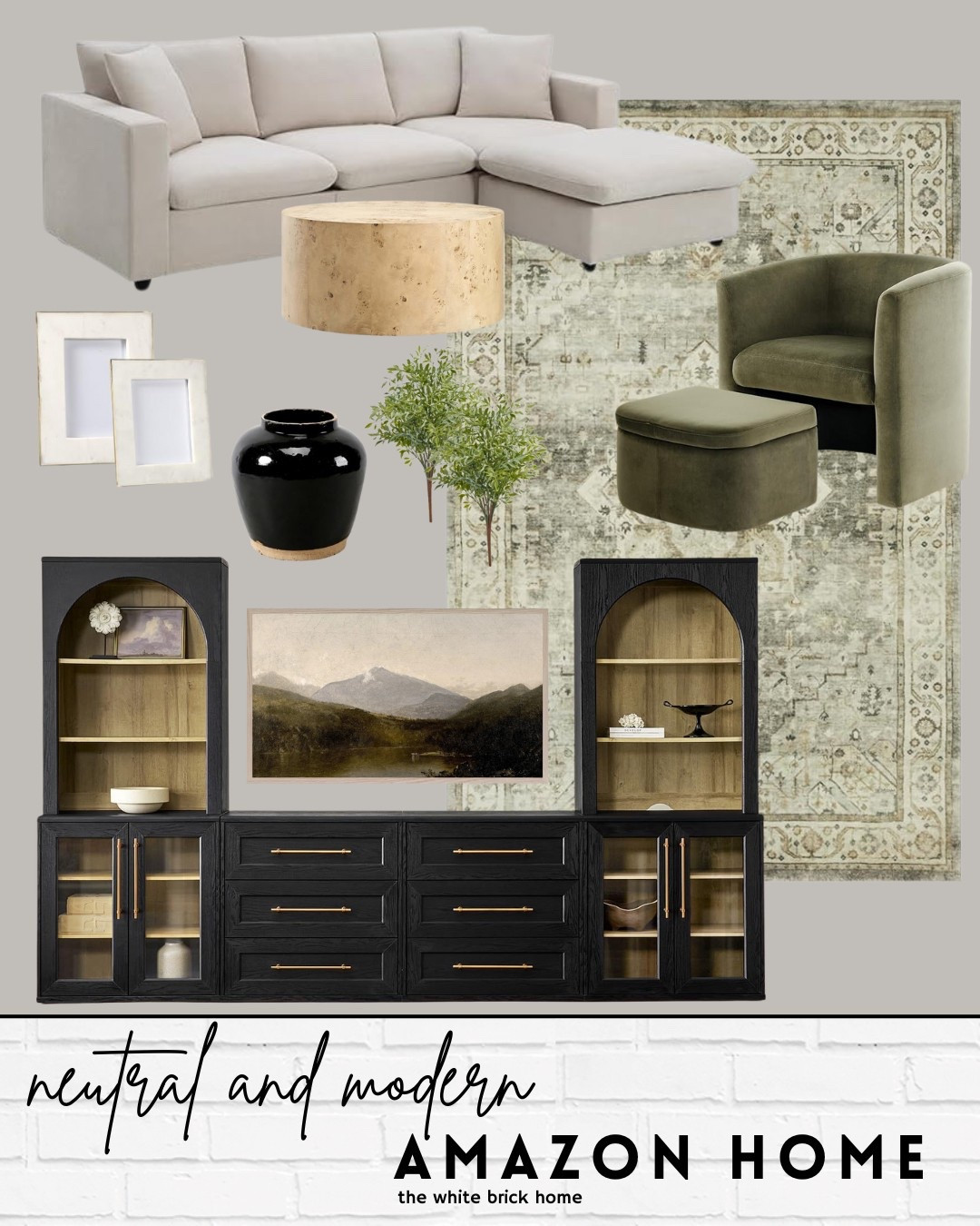 Beautiful Amazon home finds! 
🖤🖤

Amazon, Amazon home, Amazon home finds, home decor, furniture, area rug, media cabinet, sectional, sofa, couch, area rug, accent chair, vase, picture frame, coffee table, furniture from Amazon, budget friendly furniture, frame tv, green living room 

#LTKSeasonal #LTKSaleAlert #LTKHome